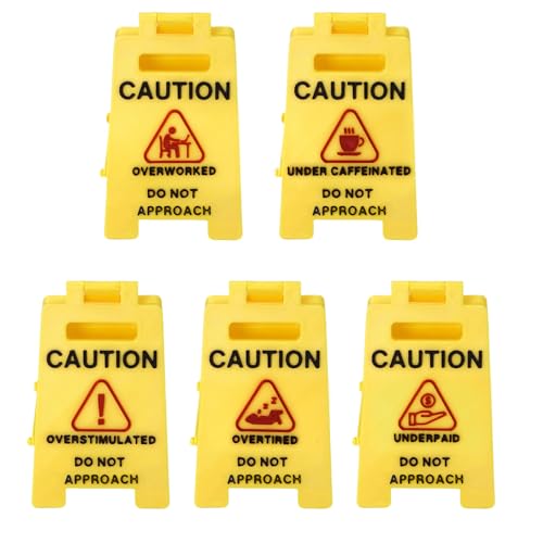 Nanmiyan Warnschilder - Aufschrift Caution Overstimulated Do Not Approach, Gelber Warnhinweis, 9 X 5.9 X 5.6 cm, rutschfest, Tragbar, Für Arbeit, Schreibtisch, Kollegen, Kabinendekoration von Nanmiyan