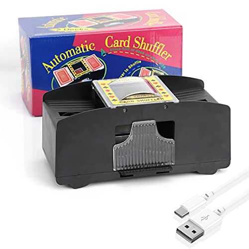 Napacoh kartenmischmaschine elektrische, Poker Kartenmischer Batteriebetrieben USB Aufladung mit 2 Decks, Automatischer Casino-Poker-Kartenmischen (schwarz) von Napacoh