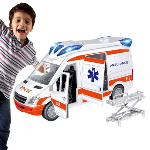 Ambulanz Spielzeug – großes medizinisches Krankenwagenspielzeug | Fahrzeug mit Lichtern und Geräuschen Rettungsfahrzeug-Spielzeug einschließlich Trage, Notwagenspielzeug mit Clign-Lichtern Ambulanz Spielzeug – großes medizinisches Krankenwagenspielzeug | Fahrzeug mit Lichtern und Geräuschen Rettungsfahrzeug-Spielzeug einschließlich Trage, Notwagenspielzeug mit Clign-Lichtern von Naqqios