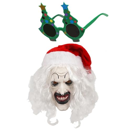 Clown Maske Weihnachten - Kostümmaske, Mode Cosplay Maske | Terror Maske mit Brille, Weihnachten Kostüm Zubehör Clown Maske Weihnachten - Kostümmaske, Mode Cosplay Maske | Terror Maske mit Brille, Weihnachten Kostüm Zubehör von Naqqios