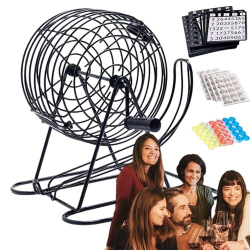 Jumbo Bingo-Käfig - Rotierender Lottoballkäfig, Bingo-Ball-Käfig, komplettes Bingo-Spielset, Bingo-Ball-Set mit Käfig, Karten mit p Jumbo Bingo-Käfig - Rotierender Lottoballkäfig, Bingo-Ball-Käfig, komplettes Bingo-Spielset, Bingo-Ball-Set mit Käfig, Karten mit p von Naqqios