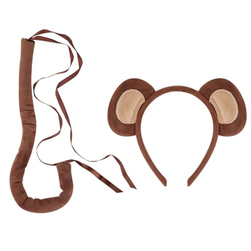 Naqqios Affenohren- und Schwanz-Set – Affenkostüm-Set, Affenkostüm | Modisches Halloween-Tier-Cosplay-Kostüm, Kostüm-Set Naqqios Affenohren- und Schwanz-Set – Affenkostüm-Set, Affenkostüm | Modisches Halloween-Tier-Cosplay-Kostüm, Kostüm-Set von Naqqios