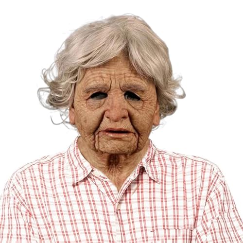 Naqqios Alter Mann Gesichtsbedeckung - Halloween Old Man Face Cover | Realistische Gruselige Helmkostüm Einstellbare Kopfbedeckung Für Party Haunted House Carnival Events Theater Weihnachten von Naqqios