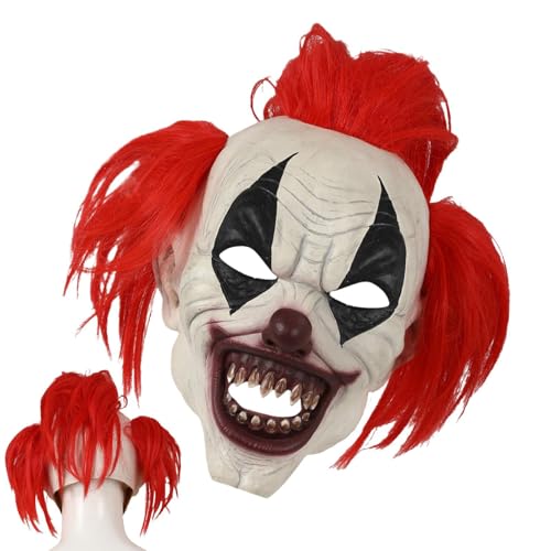 Naqqios Cosplay -Clownmaske - Event Performance Maske, Clown Head Cover | Scary Halloween Kostüme mit Red Perücken, Kostümzubehör für Weihnachtsfest -Spiele -Event -Auftritte Family Treffen Film Naqqios Cosplay -Clownmaske - Event Performance Maske, Clown Head Cover | Scary Halloween Kostüme mit Red Perücken, Kostümzubehör für Weihnachtsfest -Spiele -Event -Auftritte Family Treffen Film von Naqqios
