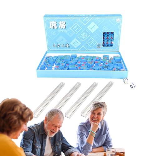 Naqqios Kleines Mahjong-Set, tragbares Mahjong-Tischset,Mahjong-Familienbrettspiel für Erwachsene | Tragbarer und Outdoor-Reise- und Schlafspaß im chinesischen Stil von Naqqios