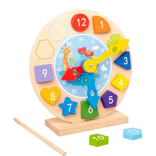 Naqqios Lernuhr für Kleinkinder, Lernuhr, sichere Lernuhr | Kindergartenspielzeug aus Holz, Konzeptuhr Naqqios Lernuhr für Kleinkinder, Lernuhr, sichere Lernuhr | Kindergartenspielzeug aus Holz, Konzeptuhr von Naqqios