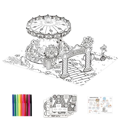 Naqqios Puzzles zum Ausmalen, Karton mit Graffiti-Puzzle, Motiv Vergnügungspark – multifunktionales pädagogisches Kunstzubehör zum Basteln, interaktives Spielzeug Naqqios Puzzles zum Ausmalen, Karton mit Graffiti-Puzzle, Motiv Vergnügungspark – multifunktionales pädagogisches Kunstzubehör zum Basteln, interaktives Spielzeug von Naqqios