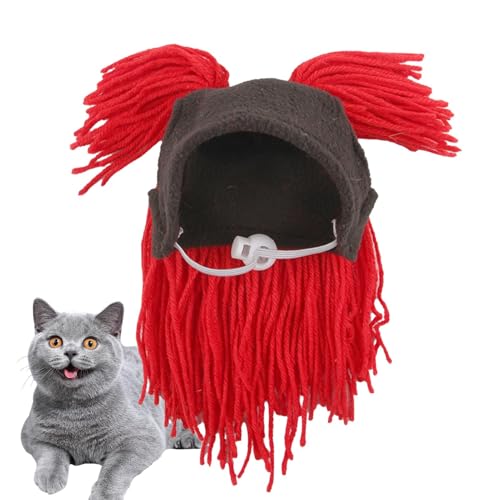 Pet Woolen Hat, Handmade Cat Headgear, Fun Cat Outfits for Dog Puppy for Christmas Pet Birthday Holiday Halloween von Naqqios