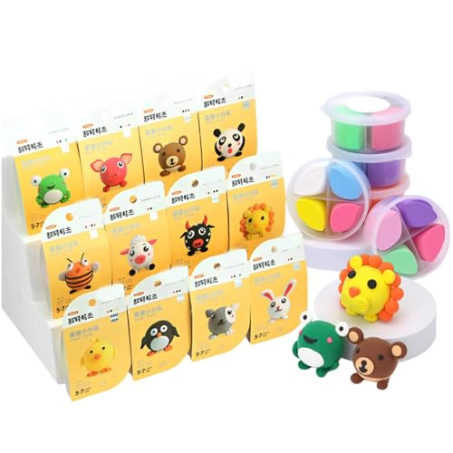 Ton-Set – Freies, luftgetrocknetes Ton-Set, Dinosaurier-Desserttier-Modellier-Set für | Kreatives Handwerk, weich, 12 Stile, Arg-Spachtel-Set Ton-Set – Freies, luftgetrocknetes Ton-Set, Dinosaurier-Desserttier-Modellier-Set für | Kreatives Handwerk, weich, 12 Stile, Arg-Spachtel-Set von Naqqios