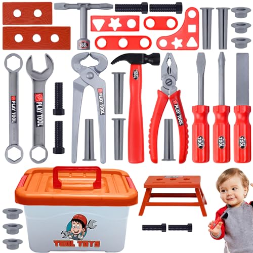 Werkzeug-Set – Symbolisches Hammer-Spiel für Kinder, 39 Teile, realistisches Rollenspiel für Kinder von 3 bis 7 Jahren von Naqqios