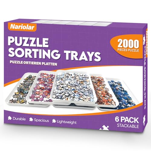 Nariolar 21,0 x 29,2 cm Stapelbare Puzzle Sortierschalen, 6 weiße Puzzle Sortierer für bis zu 1000/1500/2000 Teile von Nariolar