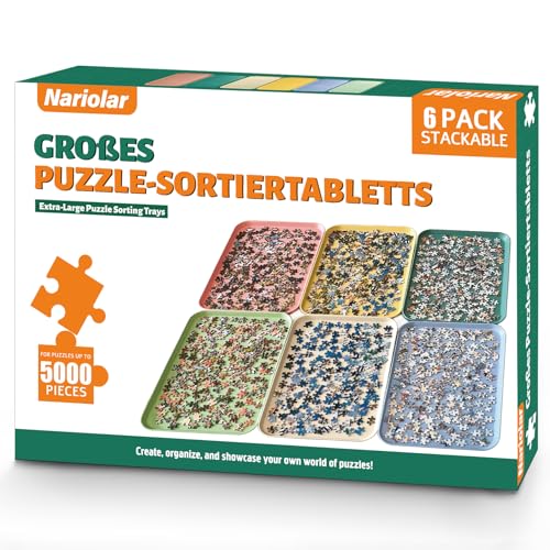 Nariolar 43.0 * 30.5CM Stapelbare Puzzle-Sortierer, 6er-Pack Sortierschalen zum Sortieren von 2000/3000/5000 Teilen von Nariolar