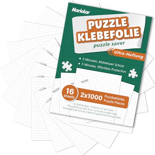 Nariolar Ultra-Haftung Puzzle Klebefolie, 16 Super Puzzlekleber zum Erhalt von 2 x 1000 Teile Puzzles und zum Schutz der Puzzles in nur wenigen Minuten Nariolar Ultra-Haftung Puzzle Klebefolie, 16 Super Puzzlekleber zum Erhalt von 2 x 1000 Teile Puzzles und zum Schutz der Puzzles in nur wenigen Minuten von Nariolar