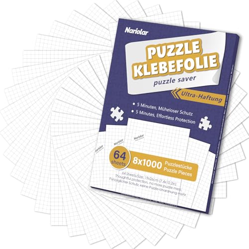 Nariolar Ultra-Haftung Puzzle Klebefolie, 64 Super Puzzlekleber zum Erhalt von 8 x 1000 Teile Puzzles und zum Schutz der Puzzles in nur wenigen Minuten Nariolar Ultra-Haftung Puzzle Klebefolie, 64 Super Puzzlekleber zum Erhalt von 8 x 1000 Teile Puzzles und zum Schutz der Puzzles in nur wenigen Minuten von Nariolar