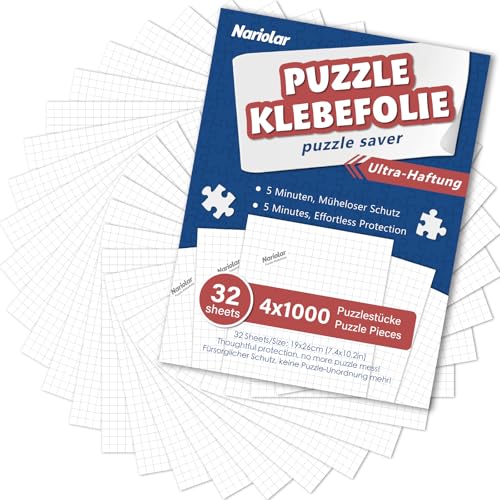 Nariolar Ultra-Haftung Puzzle Klebefolie, 32 Super Puzzlekleber zum Erhalt von 4 x 1000 Teile Puzzles und zum Schutz der Puzzles in nur wenigen Minuten Nariolar Ultra-Haftung Puzzle Klebefolie, 32 Super Puzzlekleber zum Erhalt von 4 x 1000 Teile Puzzles und zum Schutz der Puzzles in nur wenigen Minuten von Nariolar