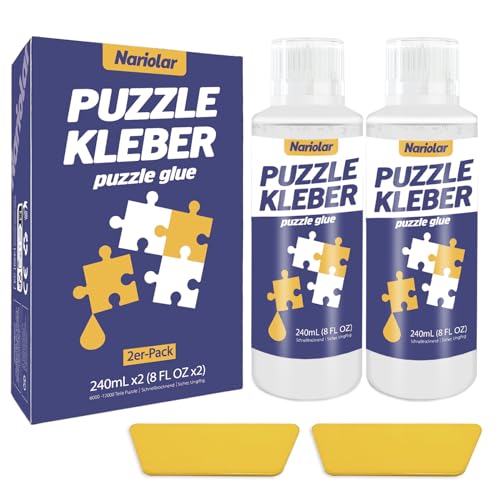 Nariolar Puzzle Kleber transparent mit Applikator Geeignet zum Befestigen und Aufhängen von Puzzles, schnell trocknend,240ml*2 von Nariolar