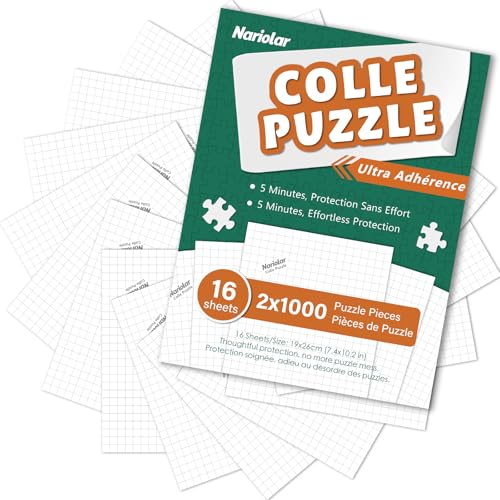 Nariolar Puzzlekleber, 16 Blatt Klebstoff, Aufbewahrung von 2 x 1000 Puzzleteilen, einfache Auflösung der Aufbewahrung von Puzzles in wenigen Minuten Nariolar Puzzlekleber, 16 Blatt Klebstoff, Aufbewahrung von 2 x 1000 Puzzleteilen, einfache Auflösung der Aufbewahrung von Puzzles in wenigen Minuten von Nariolar