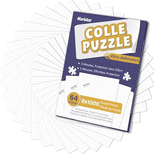 Nariolar Puzzlekleber, 64 Blatt Klebstoff, Aufbewahrung von 8 x 1000 Puzzleteilen, einfach in wenigen Minuten aufzubewahren von Nariolar