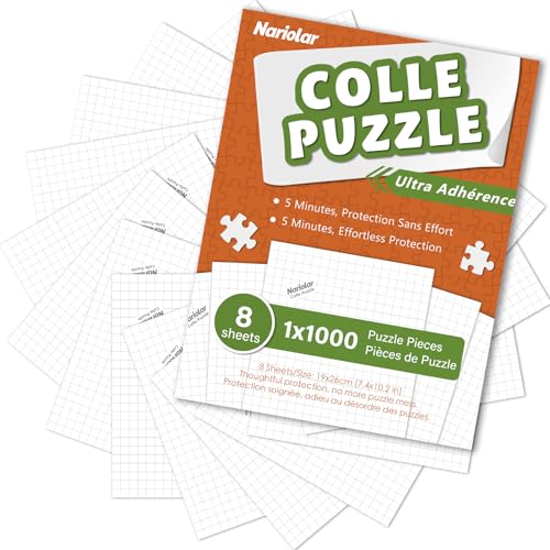Nariolar Puzzlekleber, 8 Blatt Puzzlekleber für 1000 Teile, einfache Aufbewahrung in wenigen Minuten von Nariolar