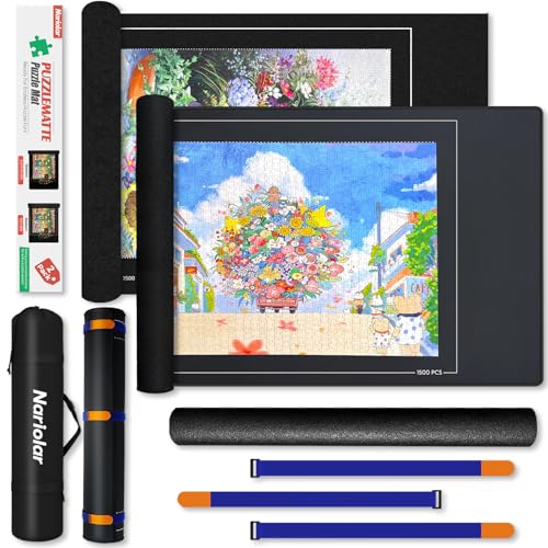 Nariolar Puzzlematte 500/1000/1500 Teile, 2er Set aus Gummi und Filz – Puzzleteppich dient als praktisches Zubehör zur Aufbewahrung und zum Transport von Puzzles von Nariolar