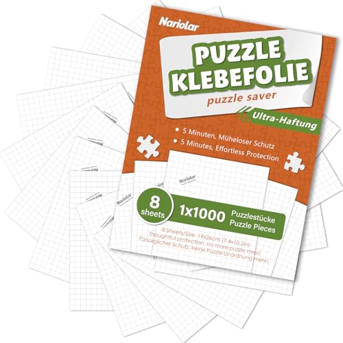 Nariolar Ultra-Haftung Puzzle Klebefolie, 8 Super Puzzlekleber zum Erhalt von 1000 Teile Puzzles und zum Schutz der Puzzles in nur wenigen Minuten von Nariolar
