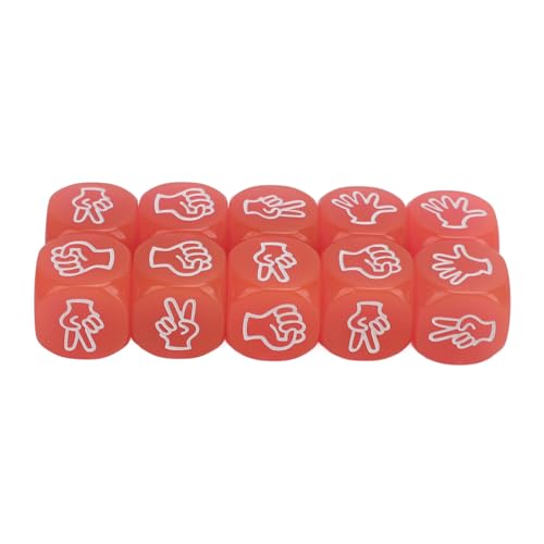 Finger-Ratewürfel, Leuchtende, Leichte Rock-Schere-Papierwürfel, 10 Stück, 6-seitig, für Brettspiele (Rosa) von Naroote