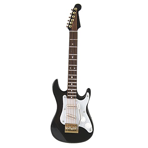 Holzgitarrenmodell, Miniatur -Ornamente Musikinstrumente, Weihnachtsverzierung für Gitarre für ältere Freunde (Rot) (Black) von Naroote