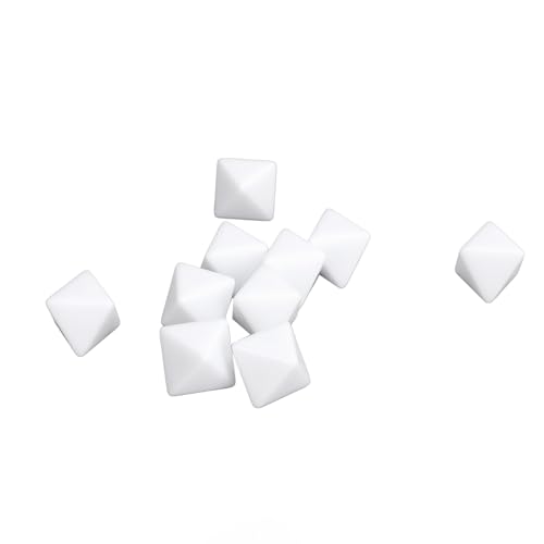 Naroote Leere Weiße Würfel, Leicht zu Reinigen, 8-seitiges Leeres Weißes Würfelset aus Kunststoff für Brettspiele von Naroote