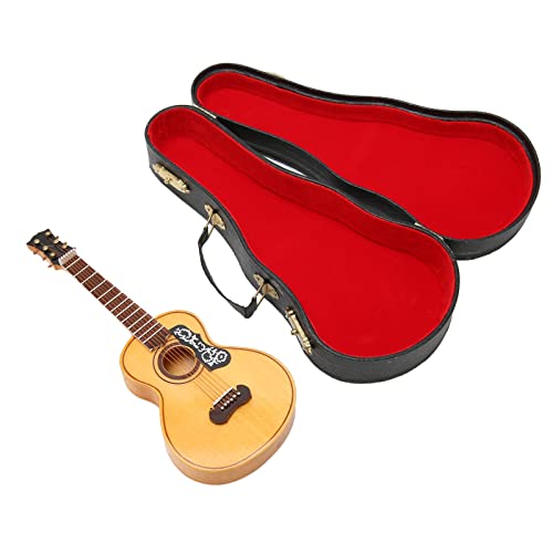 Mini-Gitarre, Lindenholz-Ornament-Modell, winzige Handarbeit, realistische Miniatur-Akustikgitarre für Geburtstag, Kunststoff von Naroote