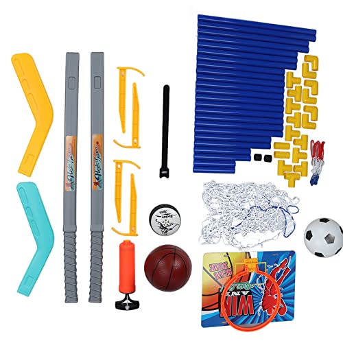 Naroote Basketballkorb, Fußballtor, Hockey, Spielzeug für den Außenbereich, 3-in-1, aus Kunststoff von Naroote