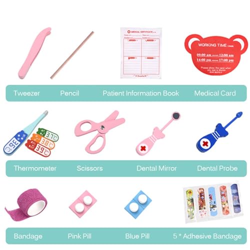 Naroote Doctor Kit für Kleinkinder 3-5, Doktor Kit für Kleinkinder 1-3 Doktor-Kit-Spielset Stethoskop, Thermometer, Zahnmodell und Mehr Kinderärzte Spielen Set (Allgemeinmediziner) von Naroote