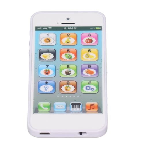 Naroote Englisches Lernen Spielzeug Spielzeug, Einstellbarer Volumen Touchscreen USB -Lernen Spielen Handyspielzeugsimulation Leitete Bildung für das Tägliche Leben (White) von Naroote