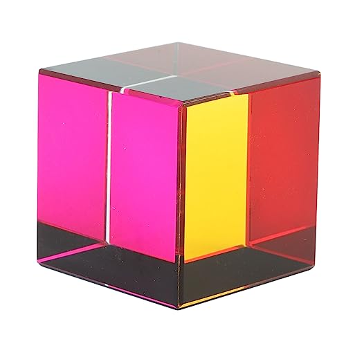 Farbwürfel, Physikspielzeug, Tesserakt-Würfel aus Glas, 6 Seiten mit Geringem Gewicht für Tischdekorationen (40mm) von Naroote
