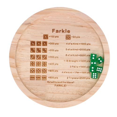 Naroote Holzwürfelschale, Farkle Tragbare Würfelschale für Familienspiele (Rund 18 cm) von Naroote