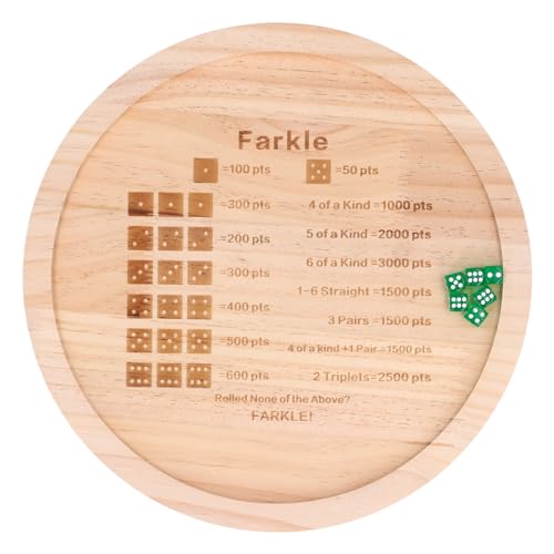 Naroote Holzwürfelschale, Farkle Tragbare Würfelschale für Familienspiele (Runde 30 cm) von Naroote