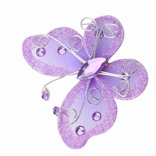 Naroote Mesh Sheer, Organza Schmetterlinge 24PCS Sheer Mesh Draht Glitter Schmetterling Hochzeitsfeier Kleidungsdekoration Gitter Schmetterlinge DIY Supplies (Purple) von Naroote