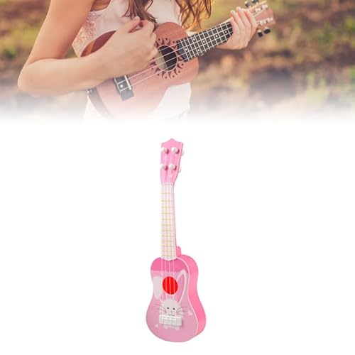 Naroote Mini Ukulele -Spielzeug, Permanent Attraktives Plastikspielzeug bei Ukulele, Entwickeln Sie Musikalische Wahrnehmung, die Leicht zu Spielen Ist, 4 Saiten nach Hause (8042A Rosa Kaninchen-Stil) von Naroote