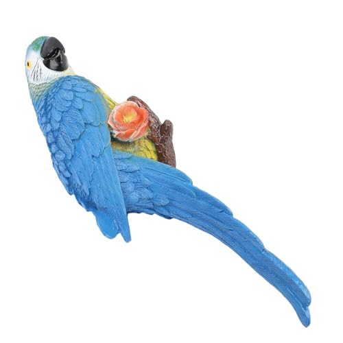 Naroote Papageistatue, Wetterfest Multifunktionales Robustes Papageiendekor für Innenräume (Links blauer Maasspapagei) von Naroote