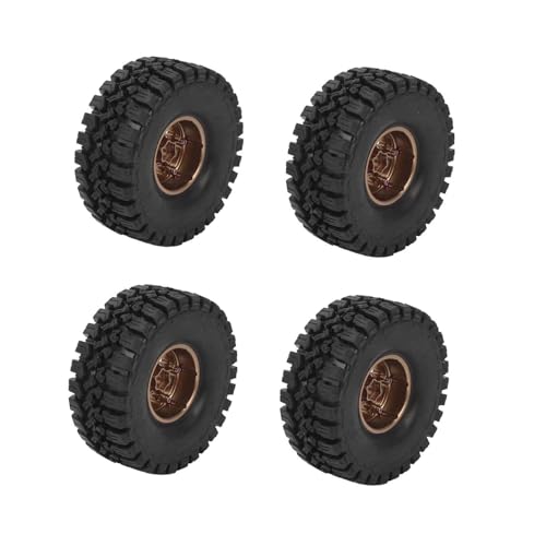 Naroote RC-Crawler-Reifen, 1,9-Zoll-Gummi, 4-teiliges RC-Car-Reifenset aus Aluminiumlegierungsfelge, Hohe Verschleißfestigkeit für 1/10-Kletterautos (Kupfer) von Naroote