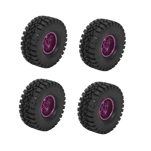 Naroote RC-Crawler-Reifen, 1,9-Zoll-Gummi, 4-teiliges RC-Car-Reifenset aus Aluminiumlegierungsfelge, Hohe Verschleißfestigkeit für 1/10-Kletterautos (Purple) von Naroote