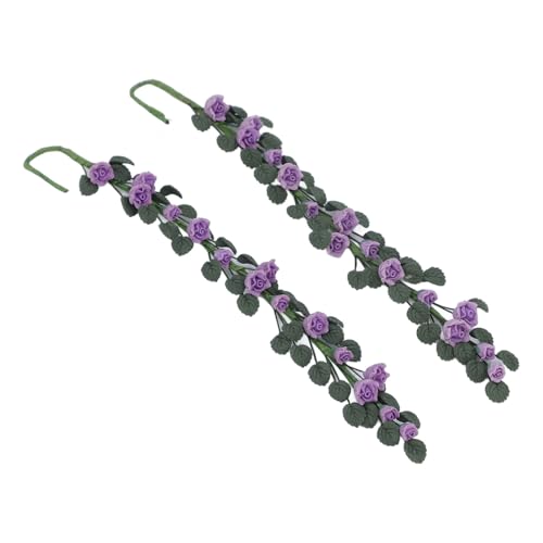 Naroote Set Dekorativer Rosenrebeverzierungen für Doll House, Set von 2 Miniatur -Schwenkreben für DIY (Purple) von Naroote