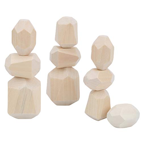 Naroote Stapelblöcke, Stapel von Felsen Holzstapelspielzeug Ausbalancieren Steine Kleinkind Stapelspielzeug Stapelspiel Stapelstapelspiele Holzblöcke für (Kombination fünf) von Naroote