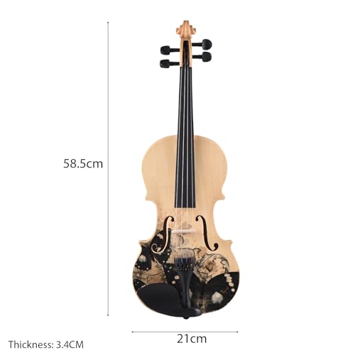 Naroote Violine für Anfänger, Akustische Geigenbutterflügelblume mit Fall und Bogen Anfänger Violine für Erwachsene Schüler Kinder Teenager Teenager (4-4) von Naroote