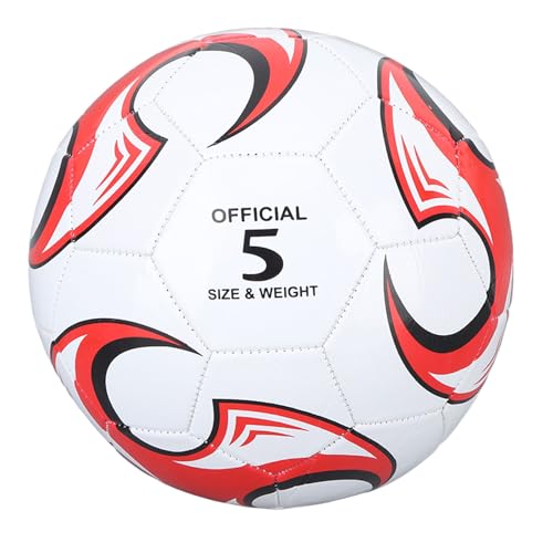 PVC-Fußball, Größe 5, Fußball, PVC- und Gummi--Auskleidung für Drinnen und Draußen (Rot) von Naroote