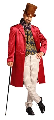 Narrenkiste T4170-M rot-beige Herren Schokoladen Mann Schokoladenfabrik Kostüm Lord Baron 4 tlg.Gr.M=50 von Narrenkiste