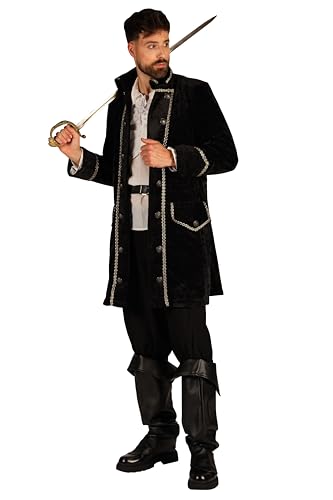 T4015-0100-M schwarz Herren Piraten Piraten Barock Kostüm lang Gr.M=50 von Narrenkiste