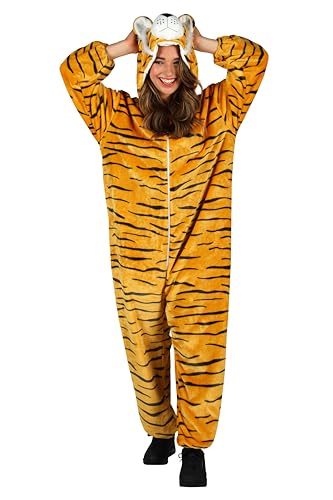 T4058/T4059-XL-XXL beige Tiger Kostüm Overall Damen Herren Gr.XL-XXL Körpergröße ca.180-200 cm von Narrenkiste