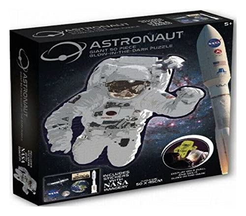 Riesiges 50-teiliges Puzzle, leuchtet im Dunkeln, inkl. Aufkleber mit NASA-Bildern, 50 x 45 cm, für Kinder, Jungen, Mädchen, ab 5 Jahren von Nasa