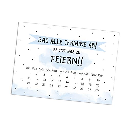 Nastami Save The Date Karten Geburtstag Sag alle Termine ab! BLAU Save The Date Karten deutsch Einladung Geburtstag DIN A6 (1 Stück, rosa) von Nastami