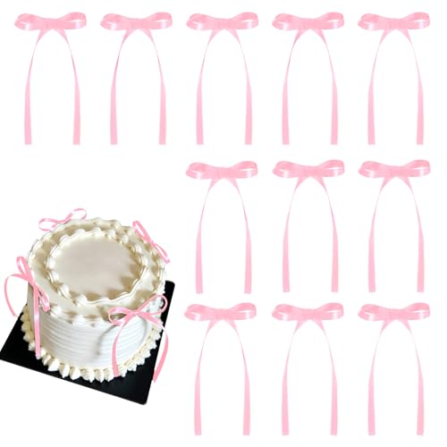 Cupcake-Topper mit Schleife, rosa Schleife, Geburtstagsdekorationen, Kokette-Themen-Schleife, Kuchendekoration für Brautschmuck, Hochzeit, Babyparty, Junggesellinnenabschied, 30 Stück von NatNarr